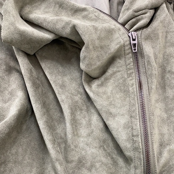 BLANKNYC Olive Green Vegan Leather Suede Drape Moto Jacket Fall Winter Boho - Picture 9 of 10